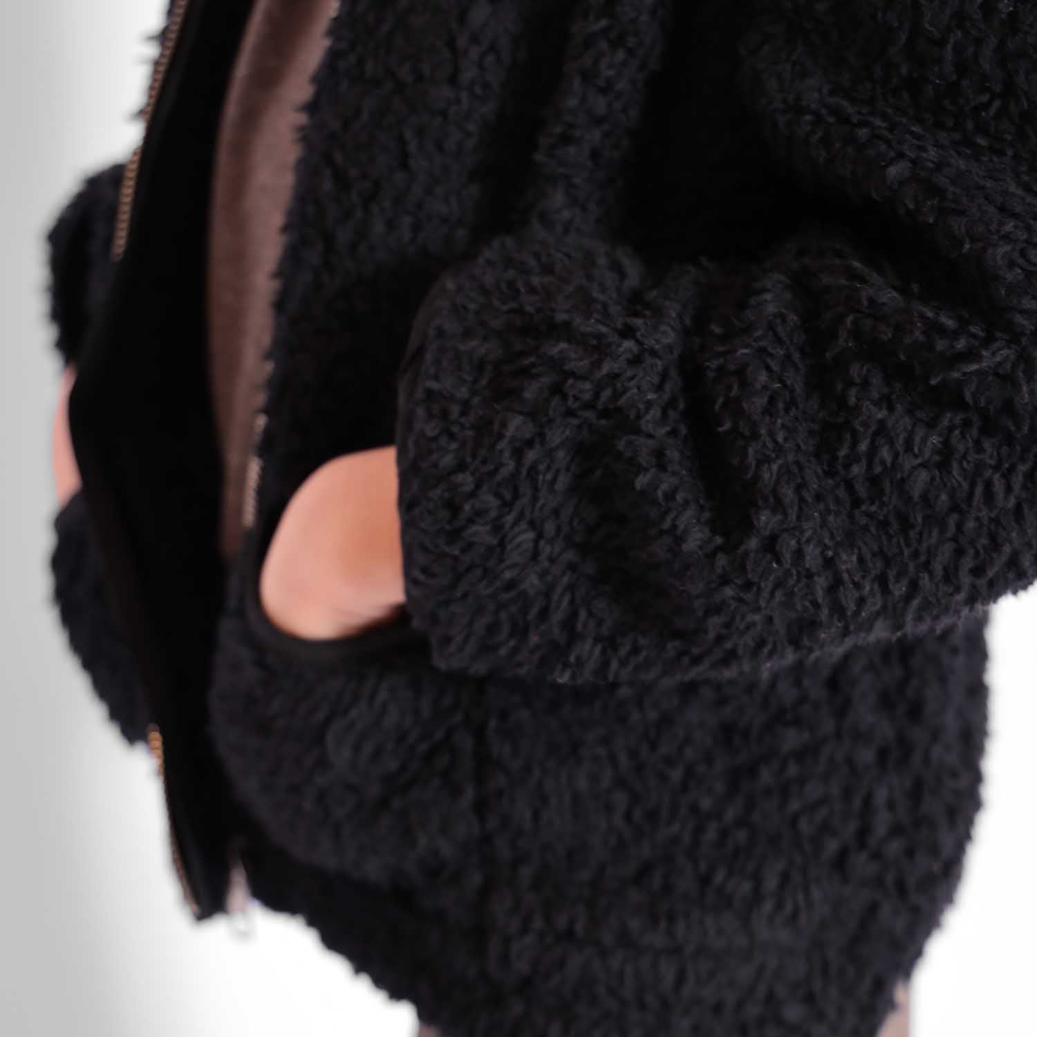 Infantium Victoria Jacke Kunstfell schwarz Bio-Baumwolle Teddy