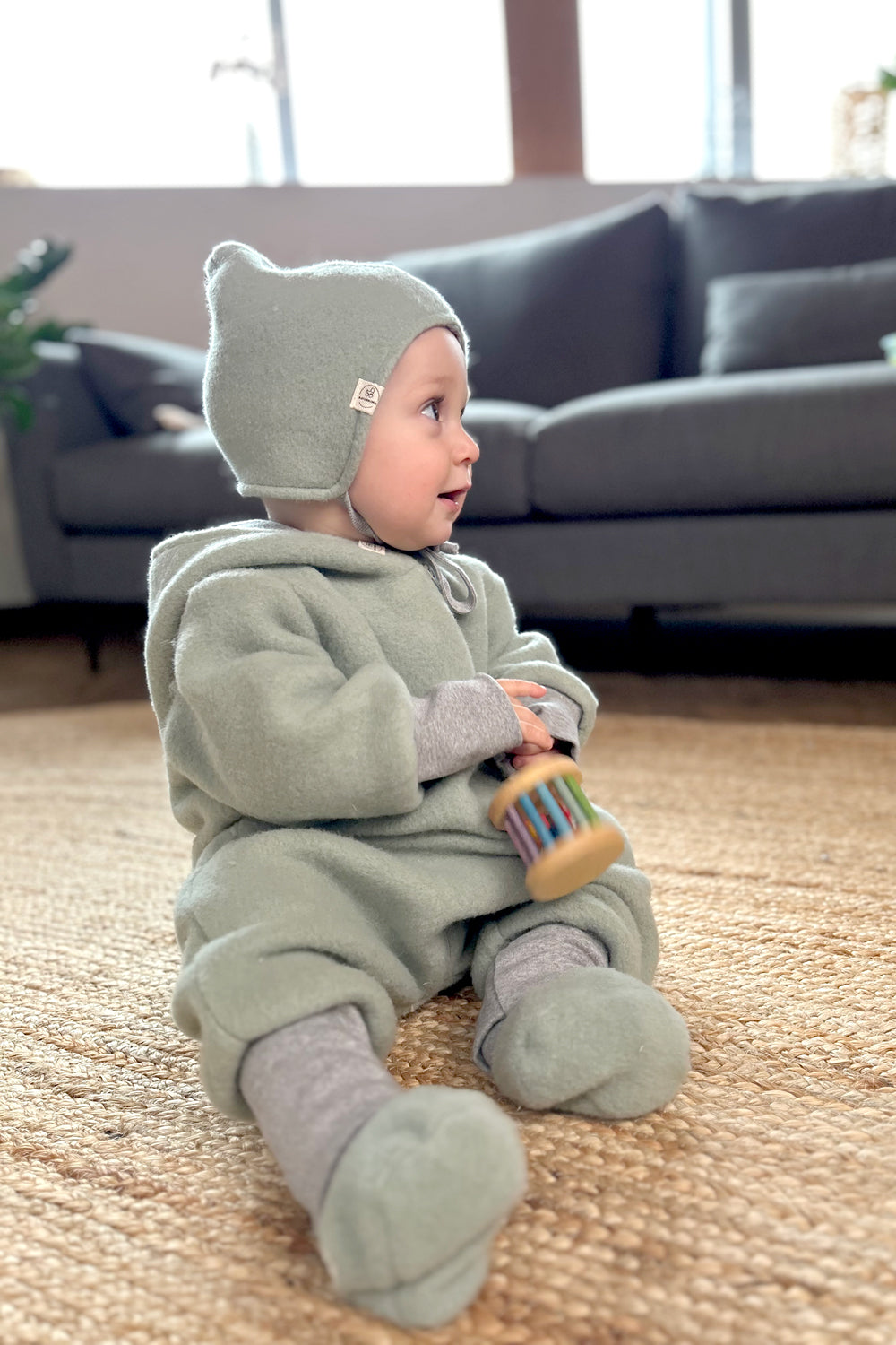 Naturkind Bekleidung Wollfleece Overall Grau 62/68 GOTS