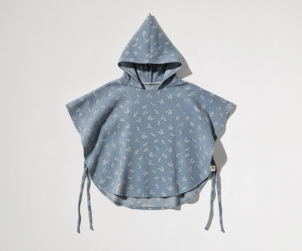 Naturkind Musselin Poncho mit Kapuze Navy GOTS One Size
