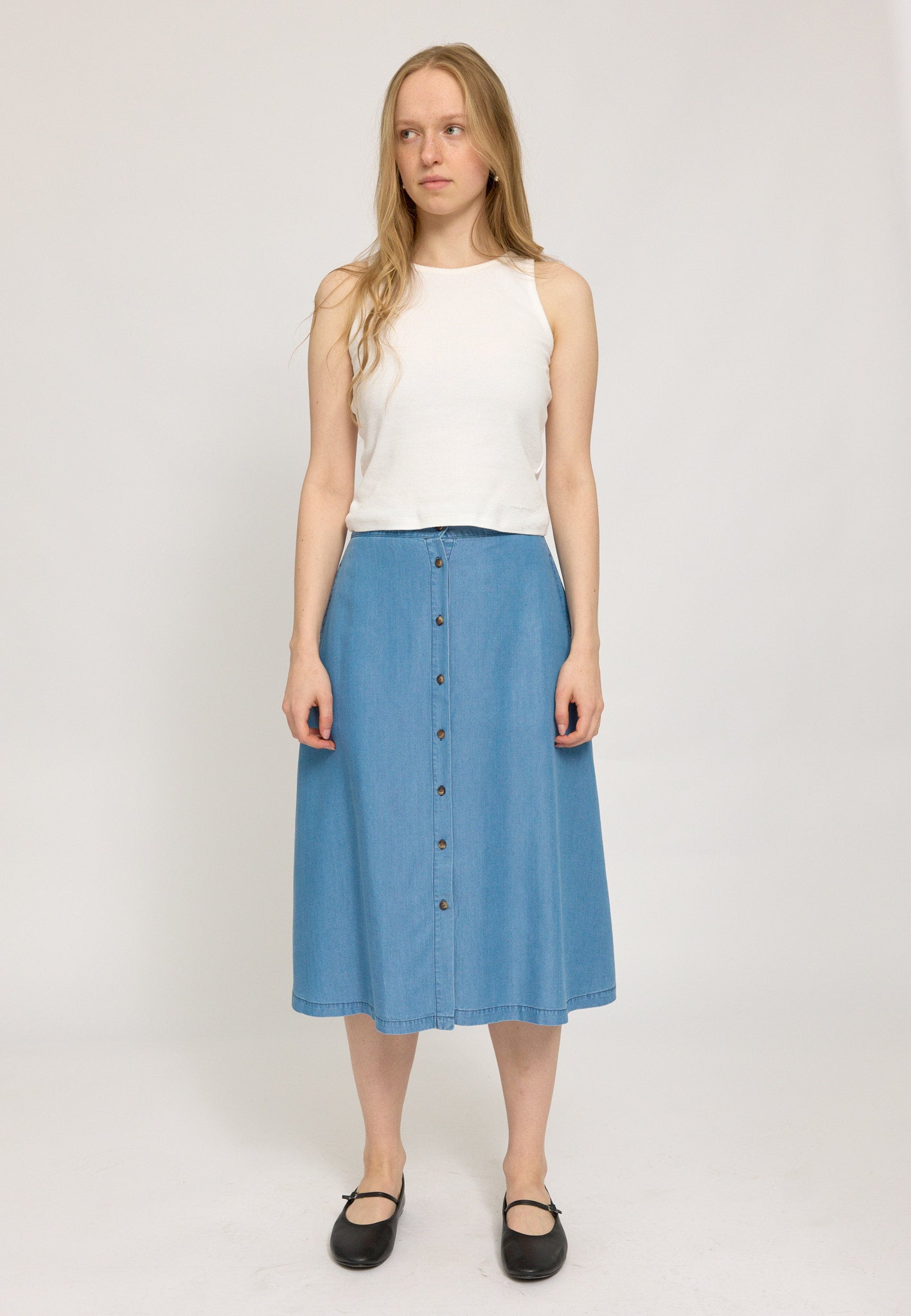 marlowe nature Röcke Tencel Midi Skirt Jeansrock dark blue wash