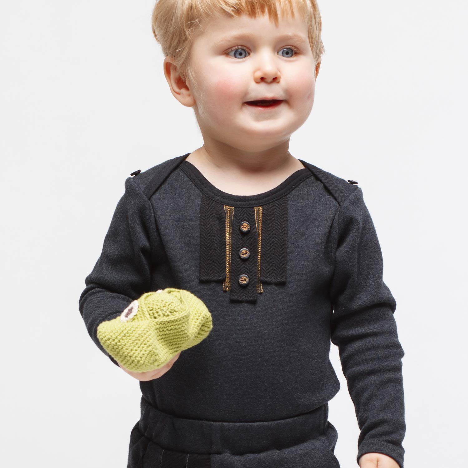 Infantium Victoria Body Schwarz Baumwolle Goldbesatz