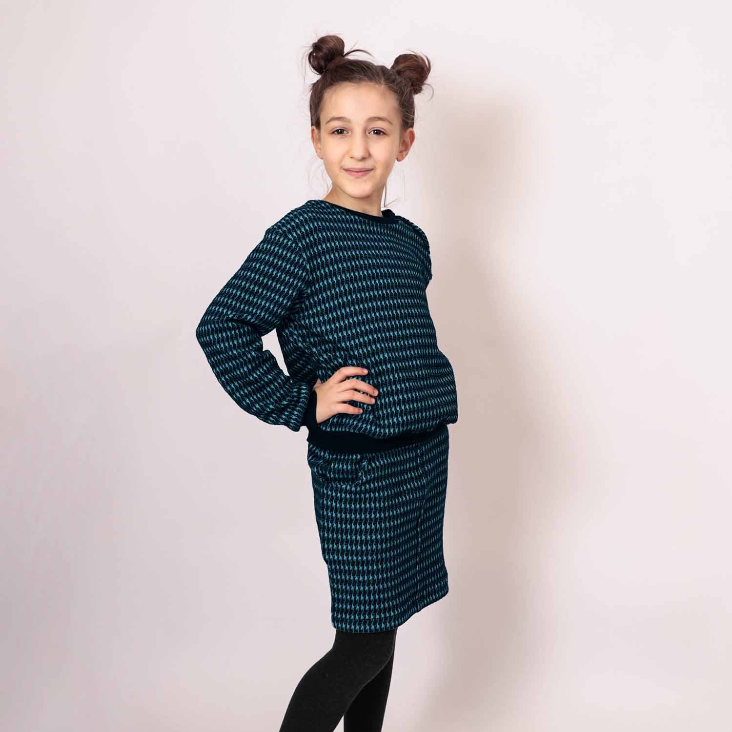 Infantium Victoria Sweatshirt Hahnentritt Schwarz-Blau Baumwolle