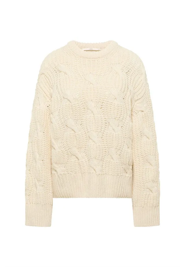 marlowe nature Strukturpullover Oversize Pullover off white Wolle