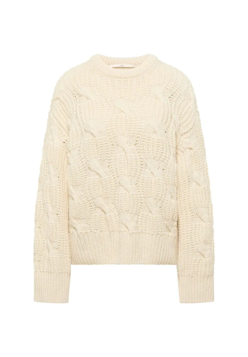 marlowe nature Strukturpullover Oversize Pullover off white Wolle