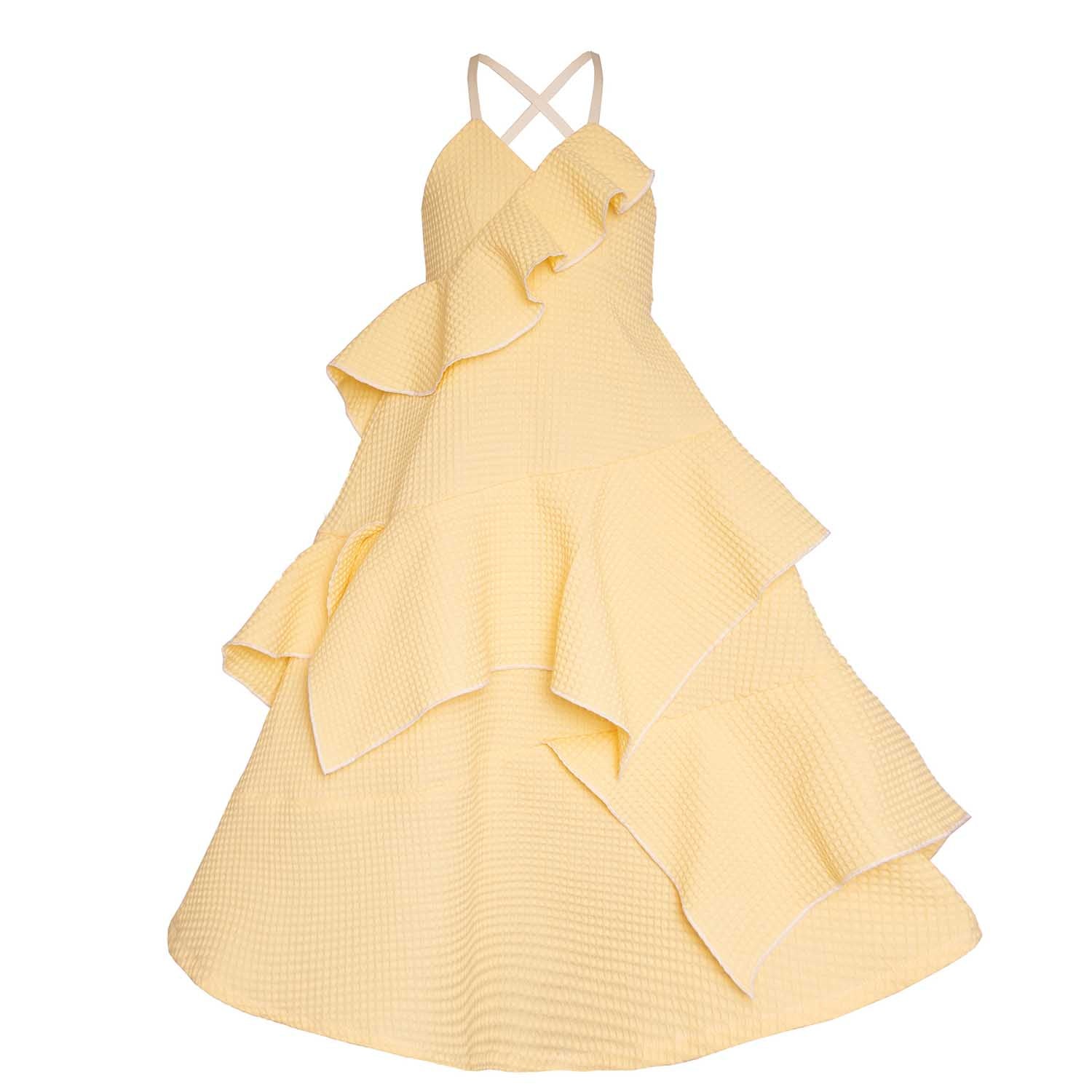 Infantium Victoria Dresses Waffle Kleid Gelb 116 Bio-Baumwolle