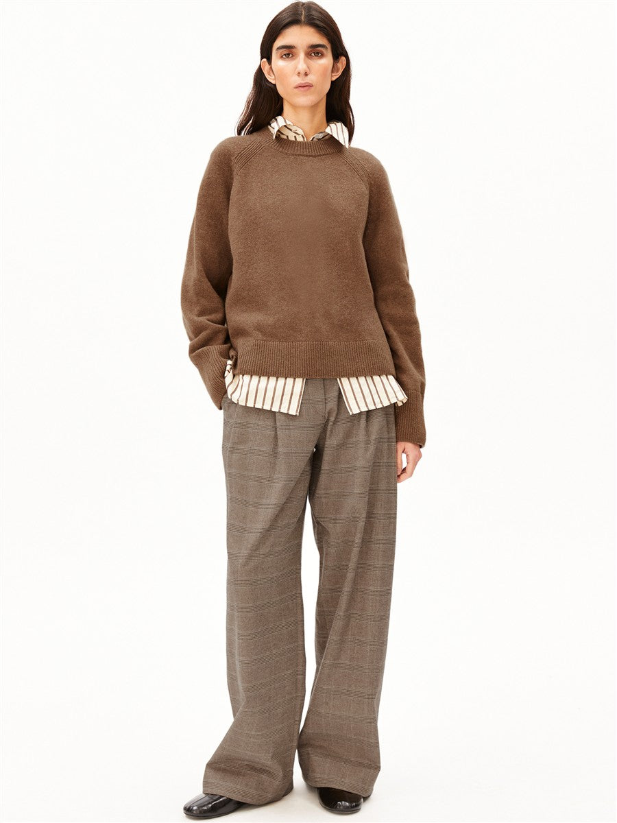 marlowe nature Check Wide Pleated Pant Hose claystone Bio