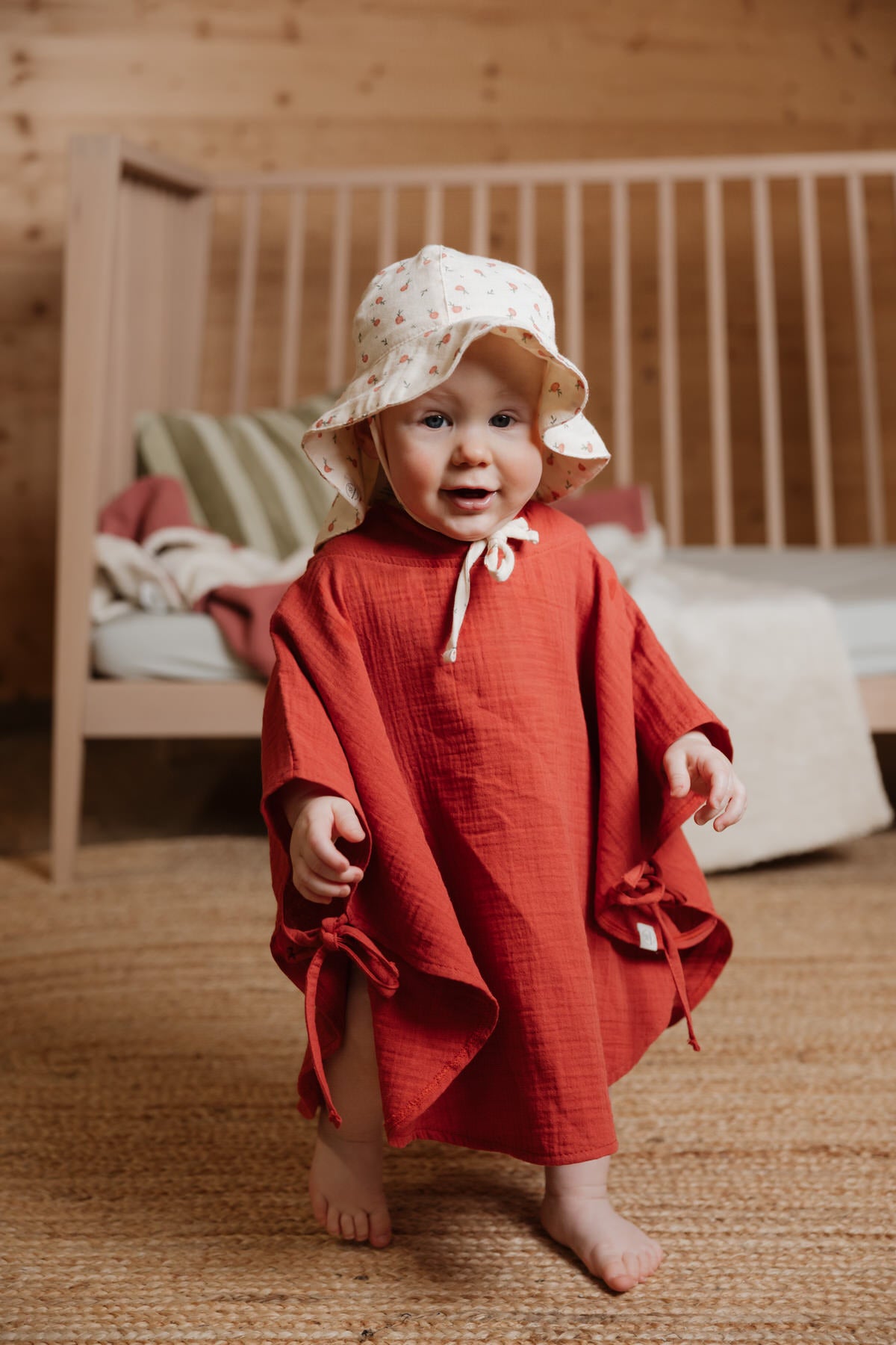 Naturkind Musselin Poncho mit Kapuze Navy GOTS One Size