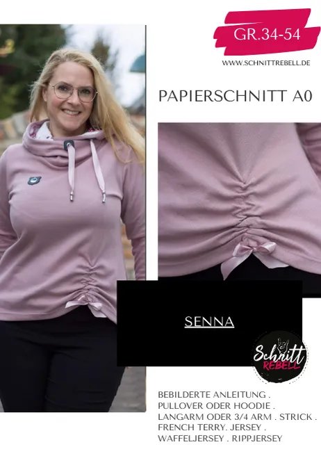 Schnittrebell Senna Papierschnitt Pullover Hoodie Gr.34-54