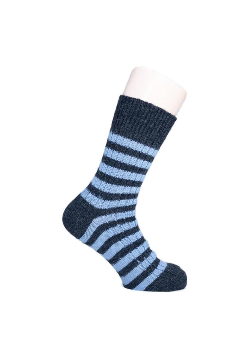 Hirsch Natur Ringelsocke Socken grau/marine 40-41 Wolle