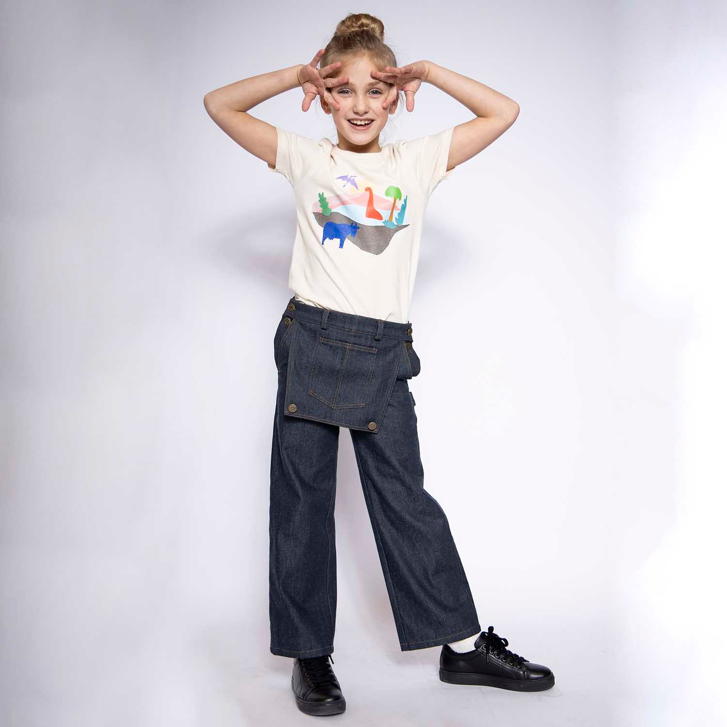 Infantium Victoria Flare Jeans Hose blau mit Klappe