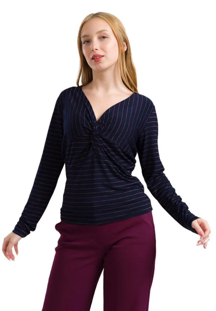 marlowe nature Angela Top stripes blue rose gold Shirt