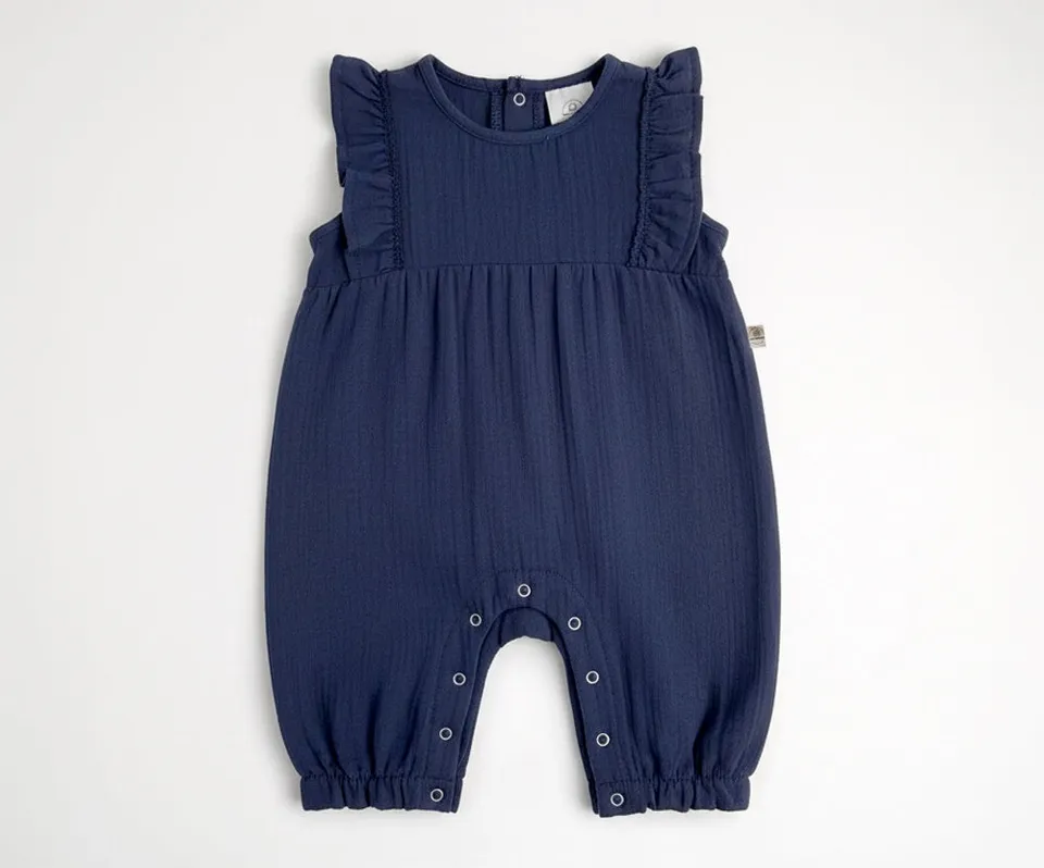 Naturkind Musselin Jumpsuit GOTS Babyoverall Navy 62/68