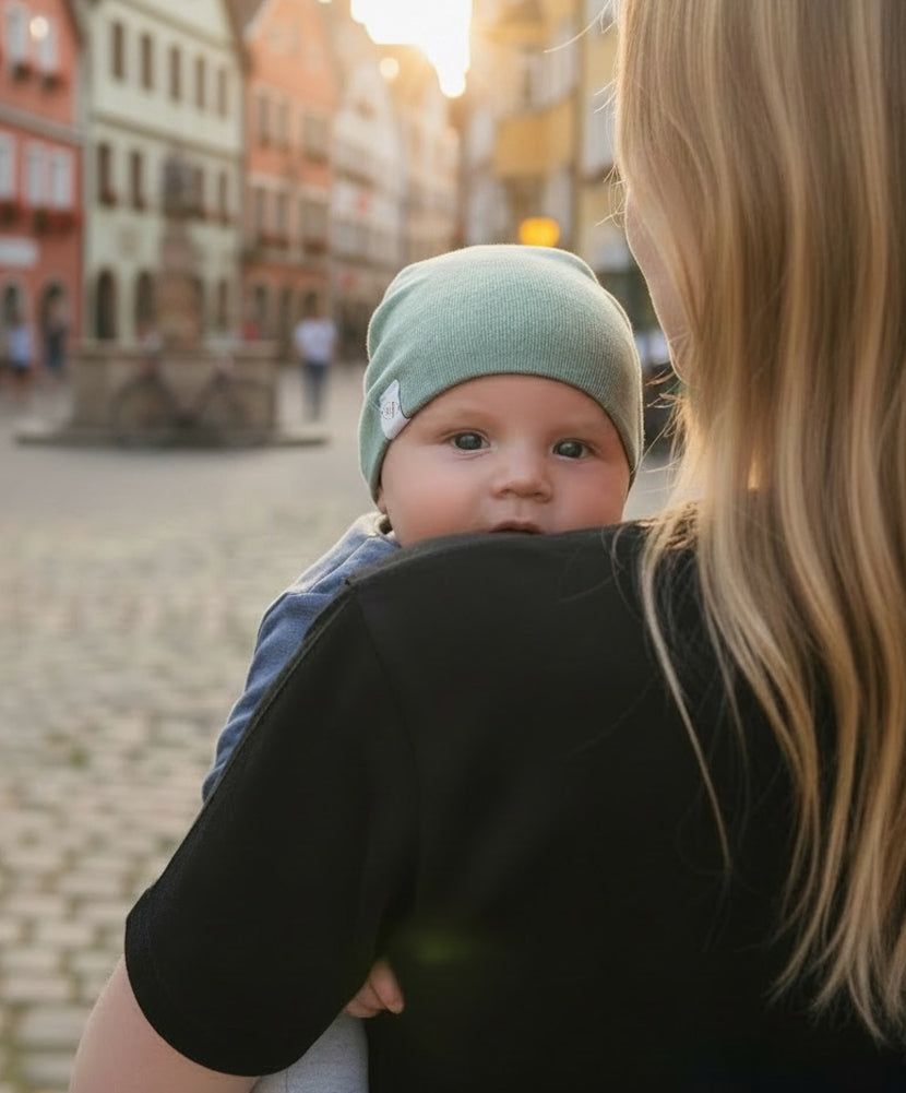Naturkind Wolle Seide Beanie Jade One Size GOTS