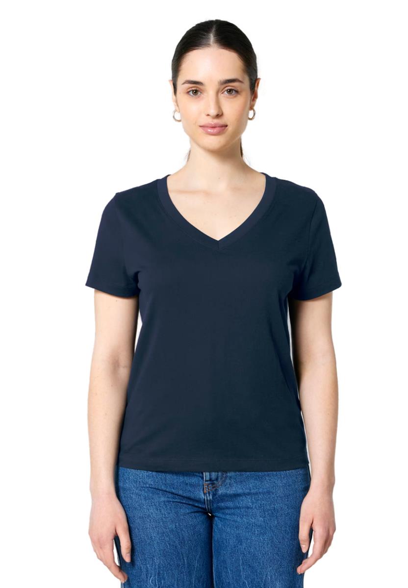marlowe nature Isla V-Shirt french navy Bio-Baumwolle gerade