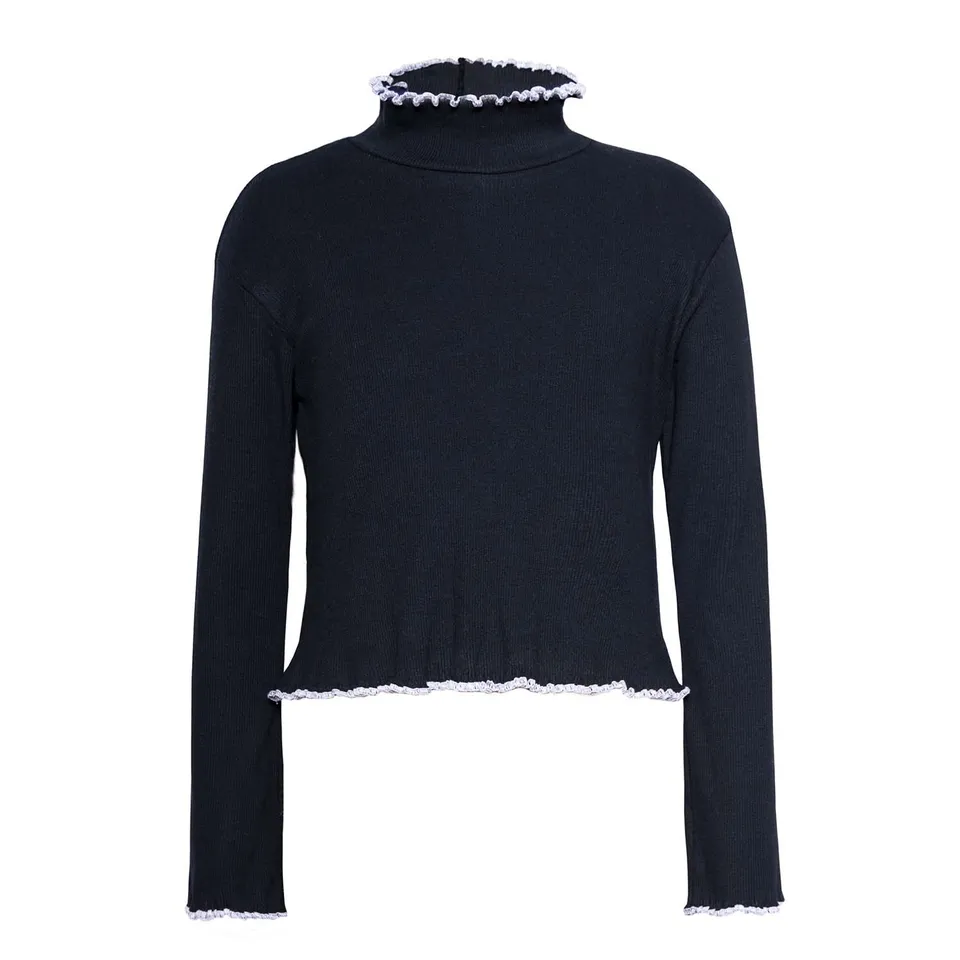 Infantium Victoria Black Turtleneck Top Rollkragen schwarz Baumwolle