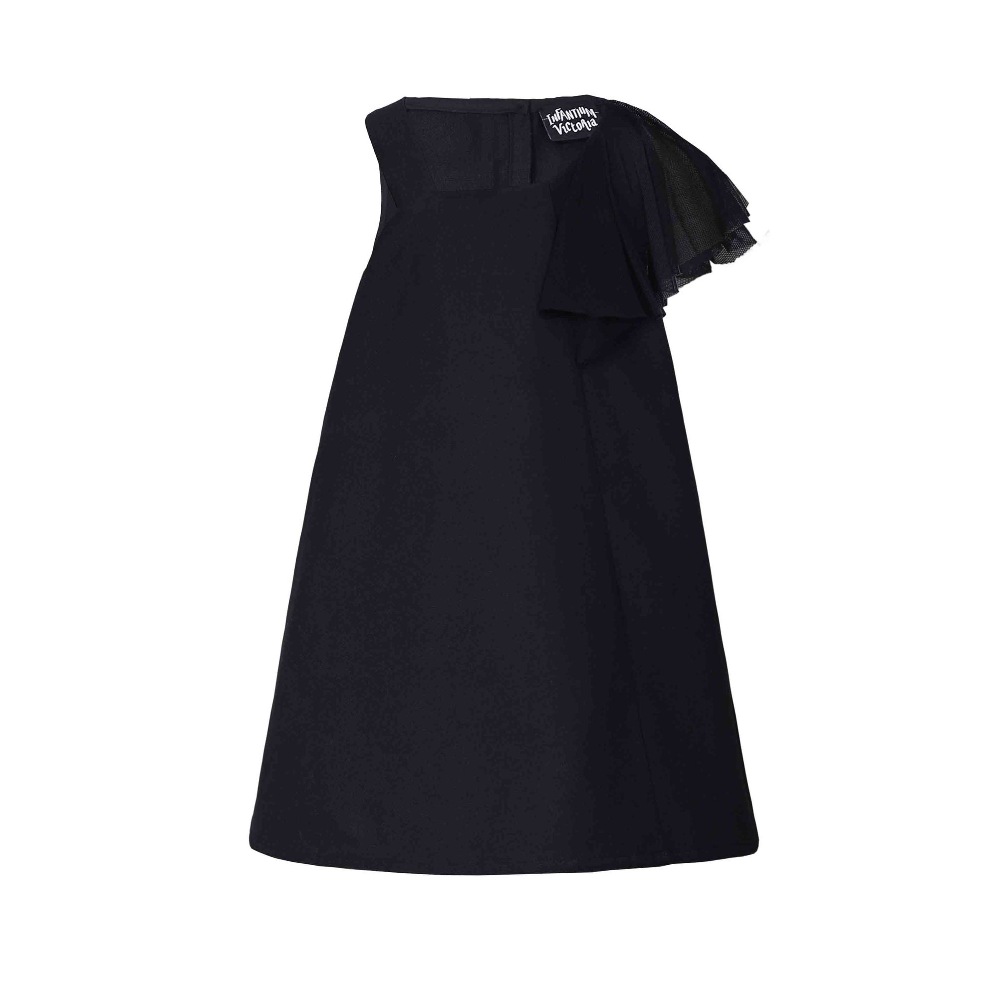 Infantium Victoria Asymmetric Kleid Schwarz Baumwolle Tüll