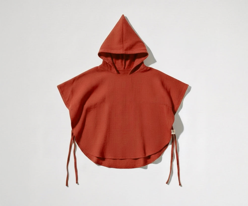 Naturkind Musselin Poncho mit Kapuze Navy GOTS One Size