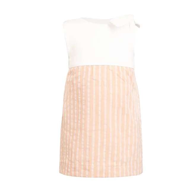 Infantium Victoria Babykleid Pfirsich Weiß Schleife 80