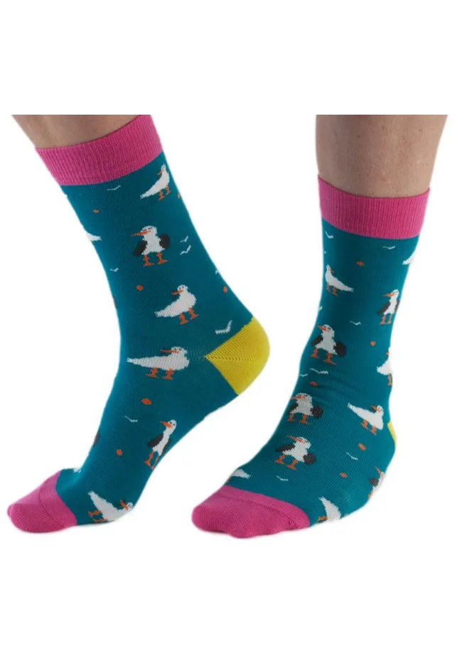 Marlowe Nature Seagulls Socken teal Bambus Gr. 36-40