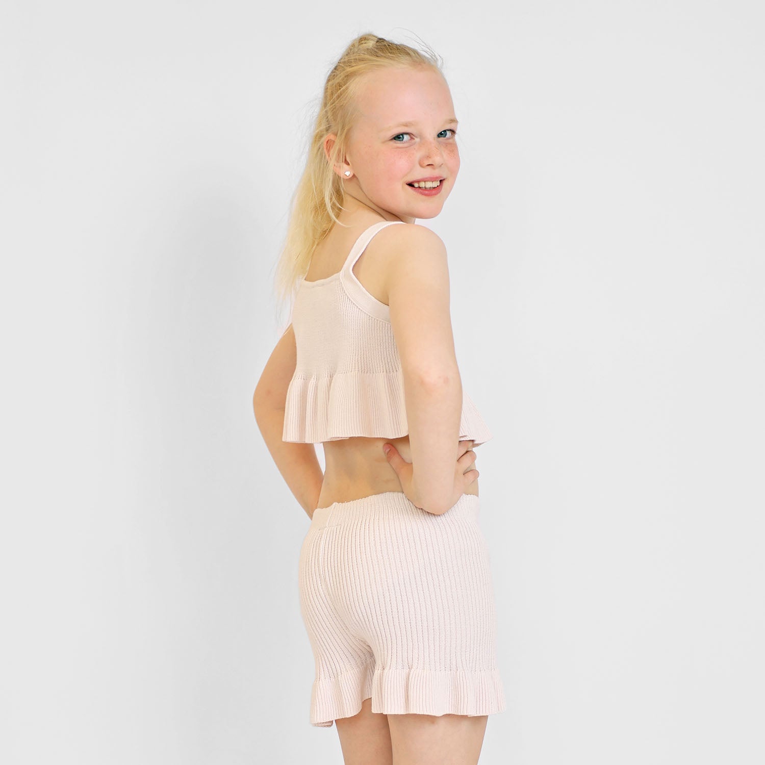 Infantium Victoria Pink Knitted Beach Shorts rosa Biobaumwolle