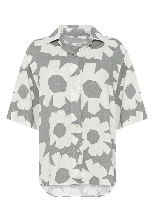 marlowe nature Printed Shirt Bluse grey Leinen-Lyocell floral