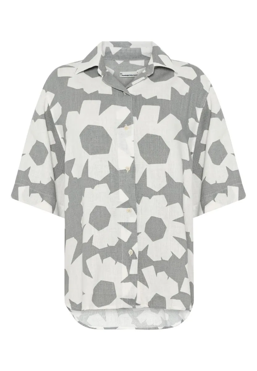 marlowe nature Printed Shirt Bluse grey Leinen-Lyocell floral