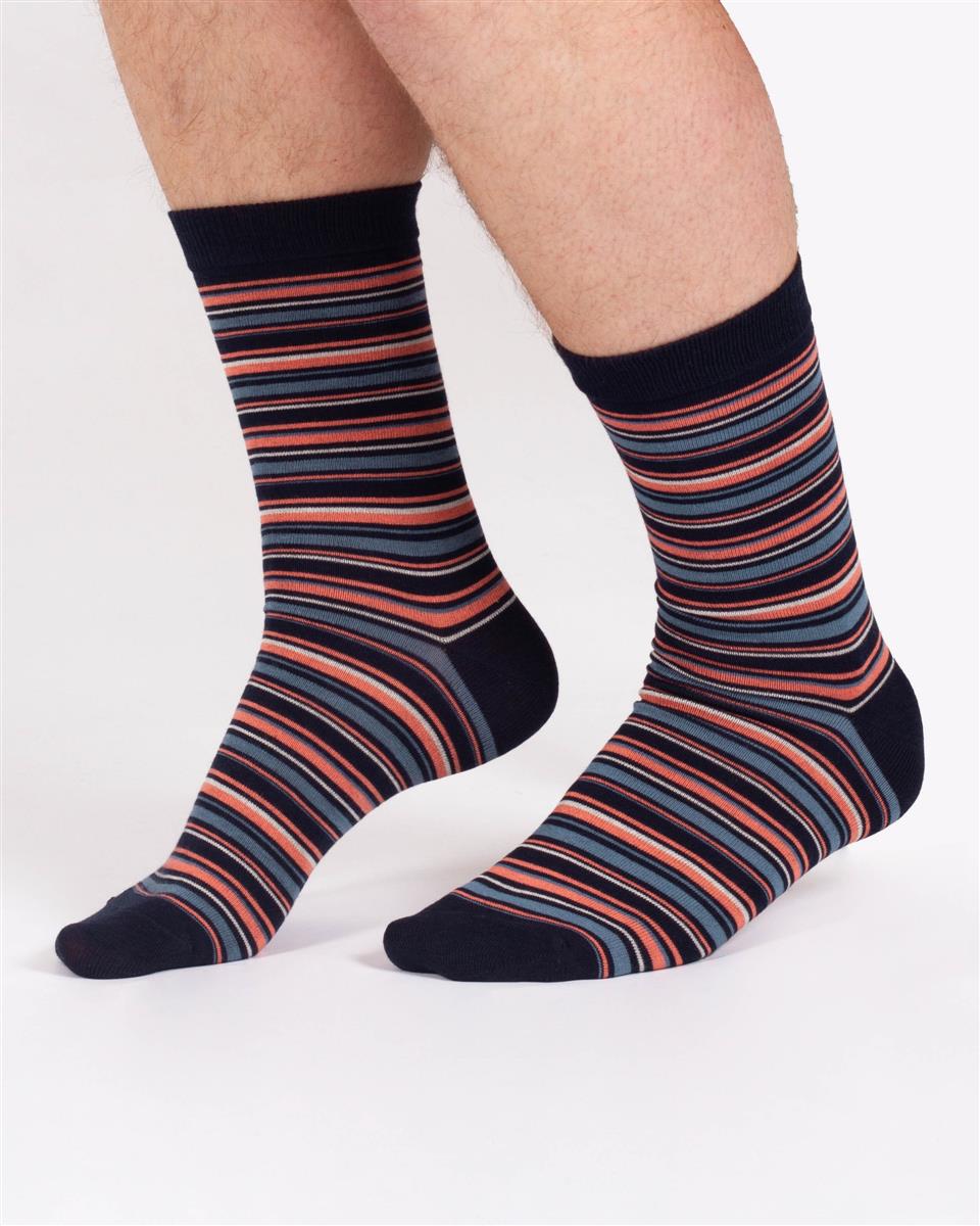 marlowe nature Multi Stripe Crew Socks Socken navy pink Bambus