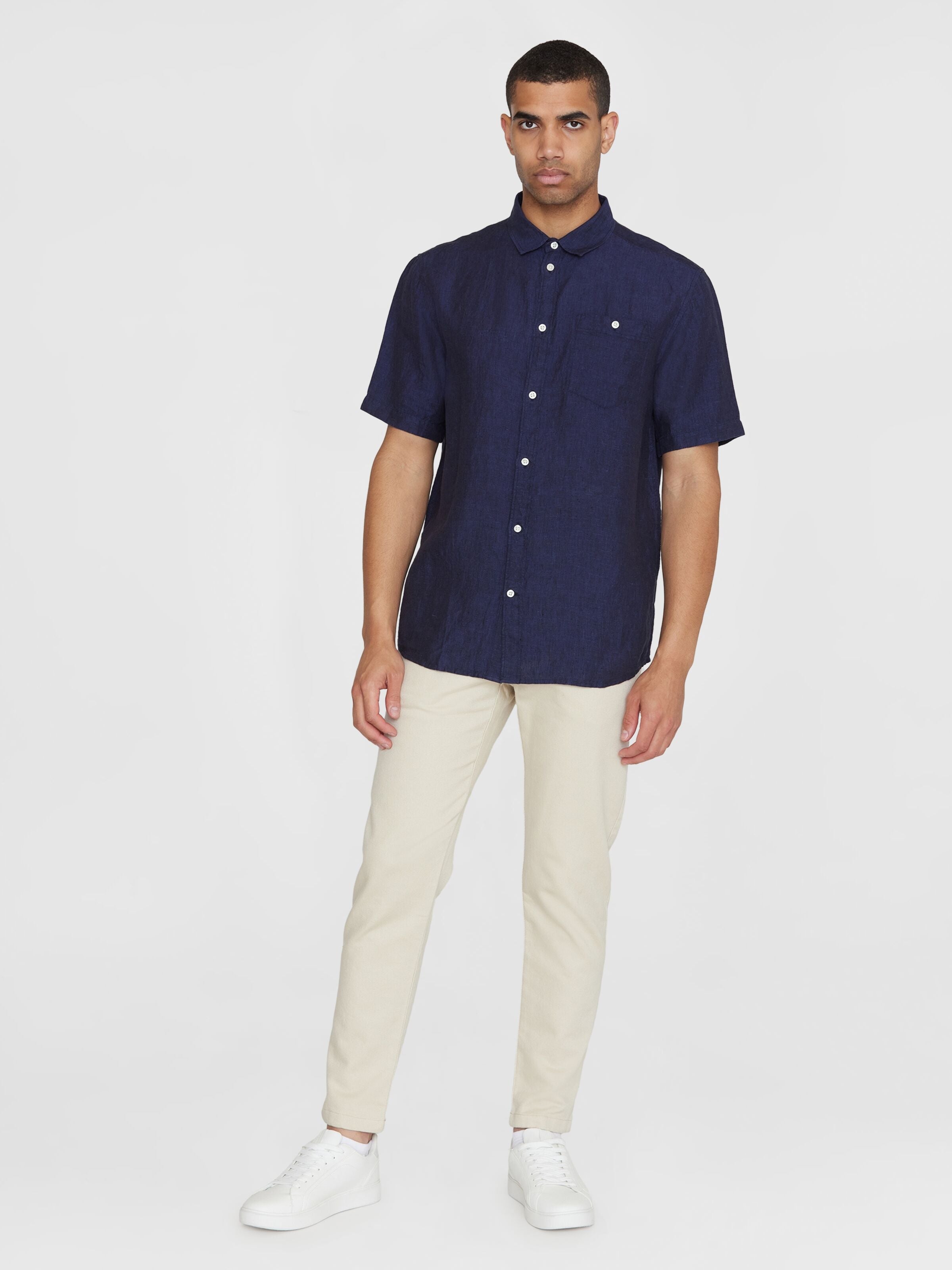 marlowe nature Regular Linen Kurzarmhemd burnt brick M Bio
