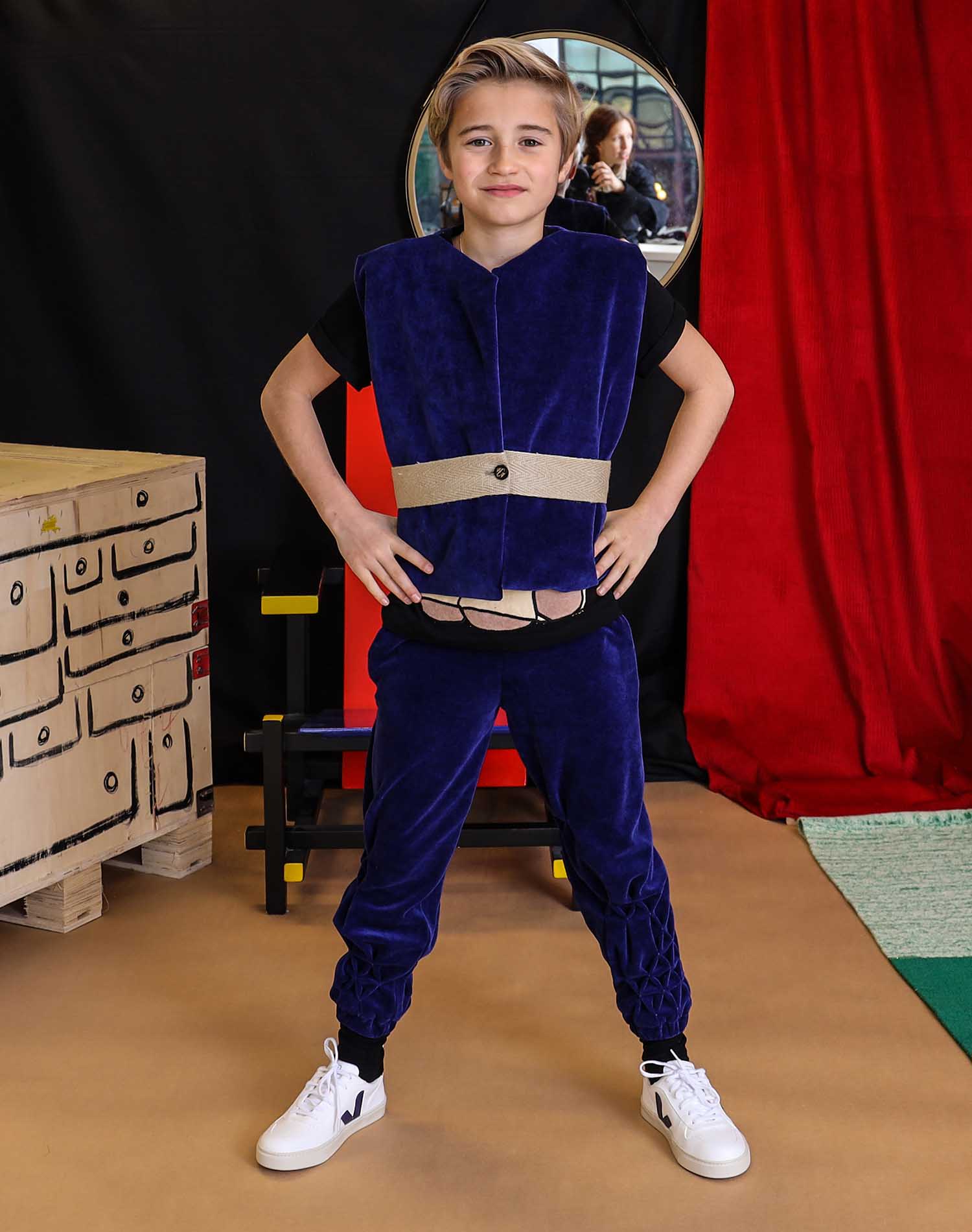 Infantium Victoria Blue Velvet Track Pants Jogginghose Blau 116 Samt