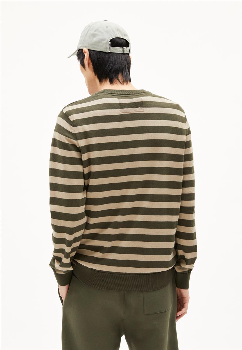 marlowe nature Loukaa Fine Stripes Pullover forest pine-light sage S