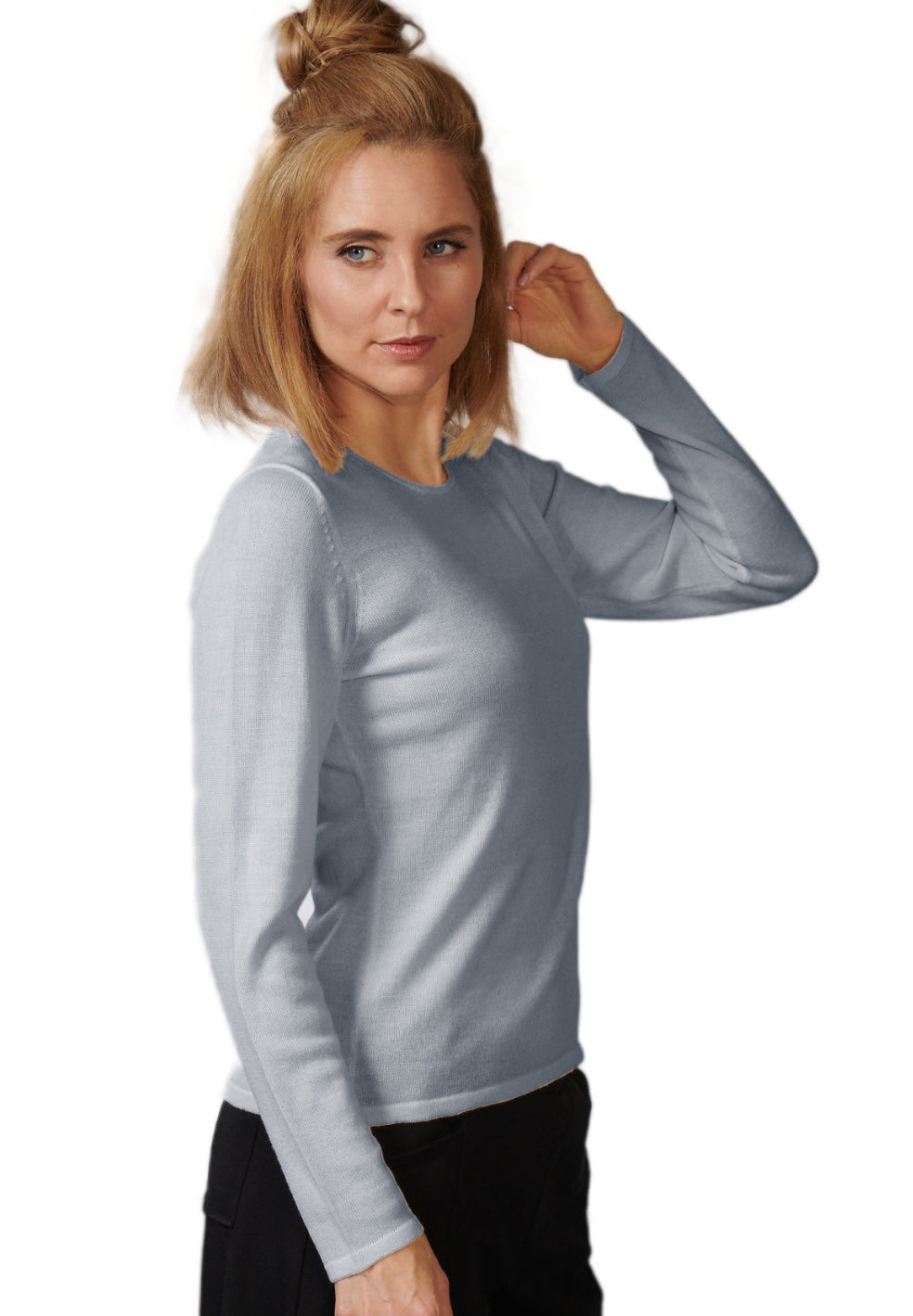 marlowe nature Rundhalspullover Pullover weiß Bio-Merinowolle