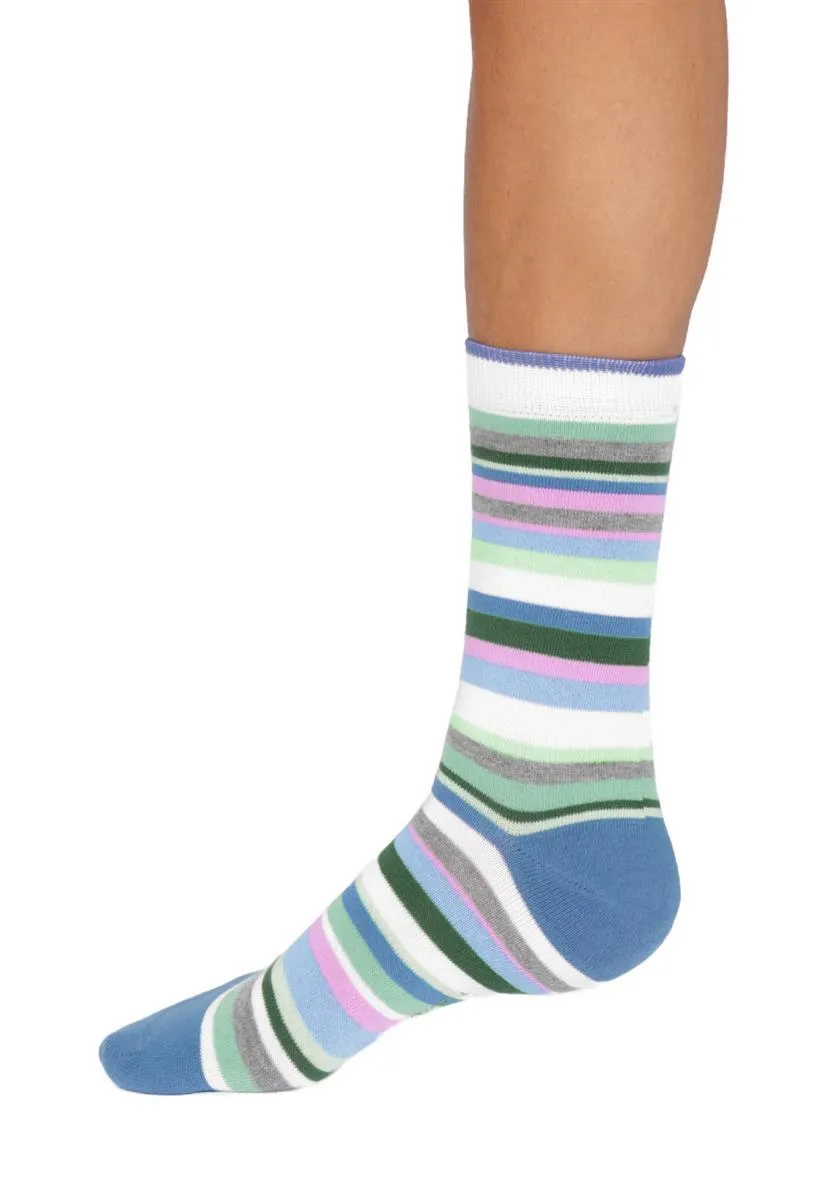 Thought Colourful Stripe Bambus Socken Stone White 37-41