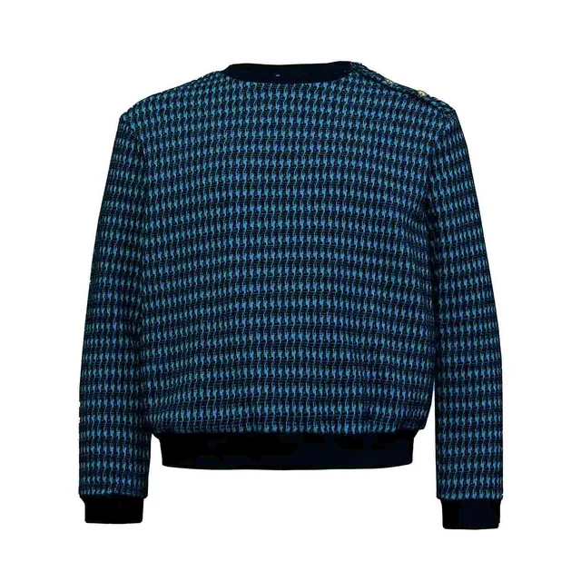 Infantium Victoria Sweatshirt Hahnentritt Schwarz-Blau Baumwolle