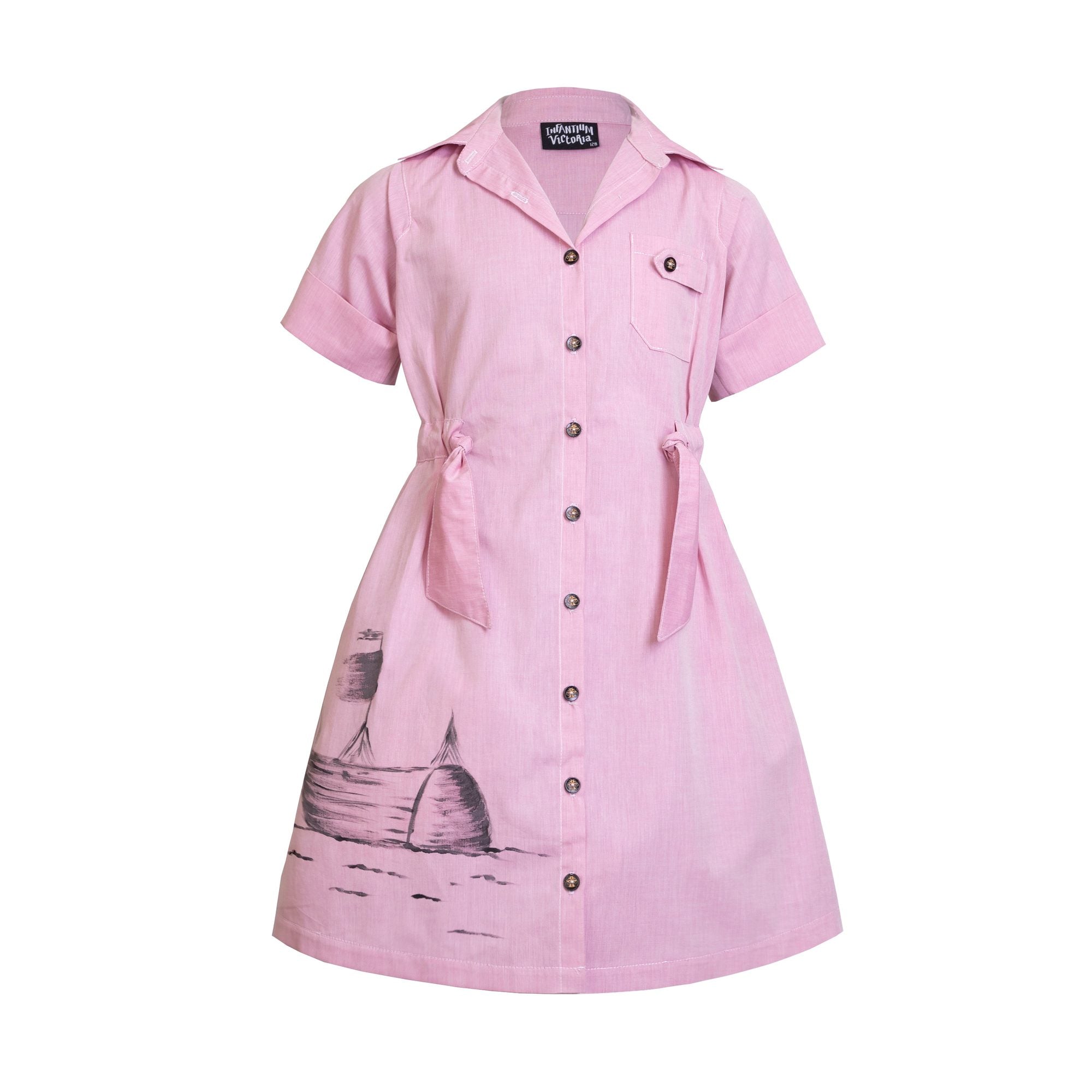 Infantium Victoria Safari Kleid Rosa Bio-Baumwolle handbemalt