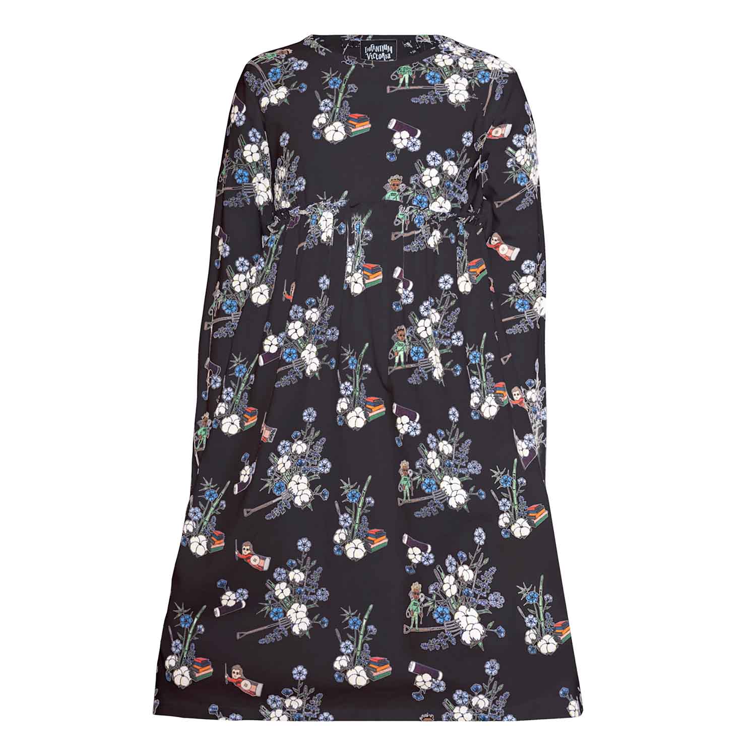 Infantium Victoria Kleid schwarz Blumenprint 104-152 Jersey