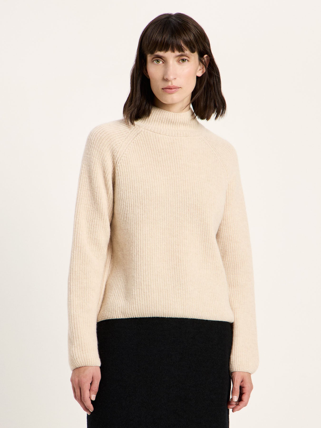 marlowe nature Raglanpullover Wollpullover sahara melange Gr 38