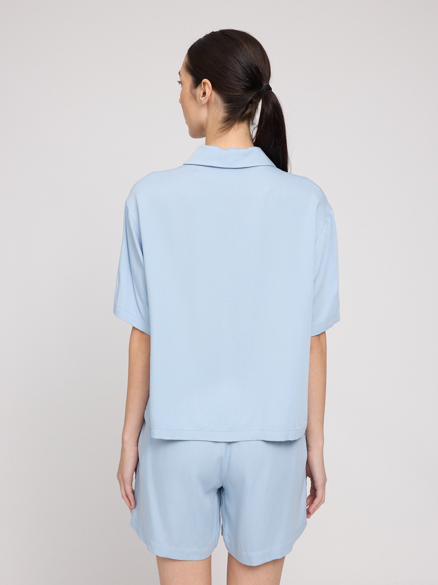 Mazine Short Sleeve Viscose Shirt Bluse pastel blue S