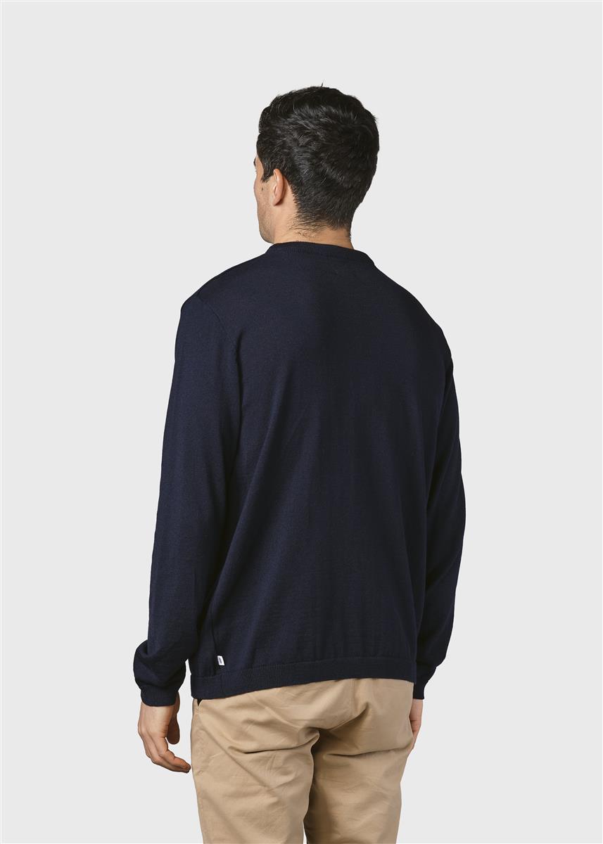 marlowe nature Mens Basic Merino Knit Pullover navy Merinowolle