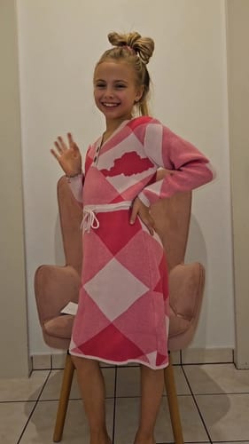 Infantium Victoria Dresses Sweaterkleid Rosa-Weiß 128 Bio