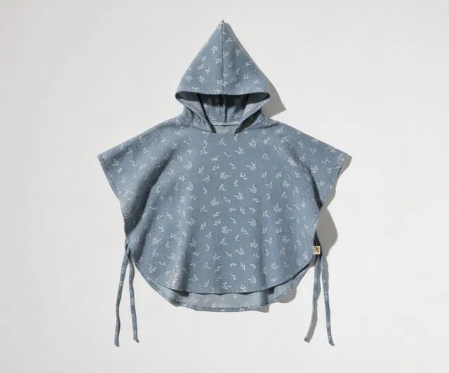 Naturkind Musselin Poncho mit Kapuze Navy GOTS One Size