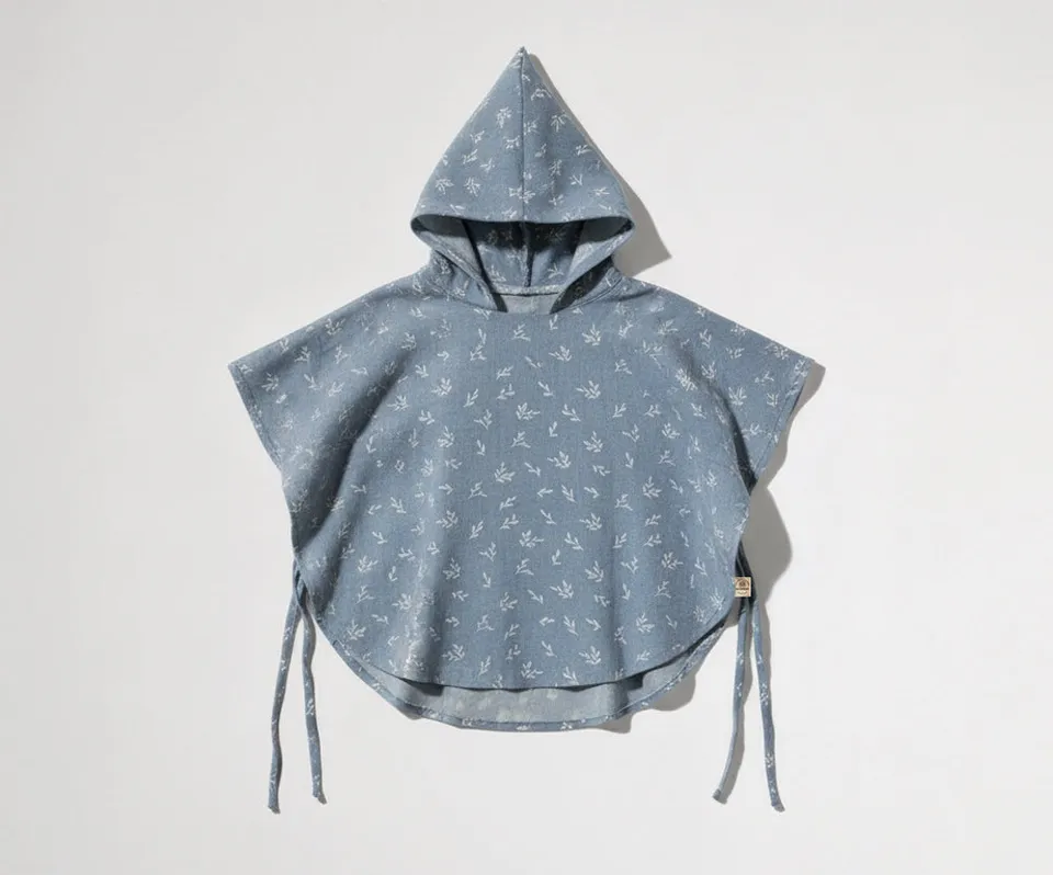 Naturkind Musselin Poncho mit Kapuze Navy GOTS One Size