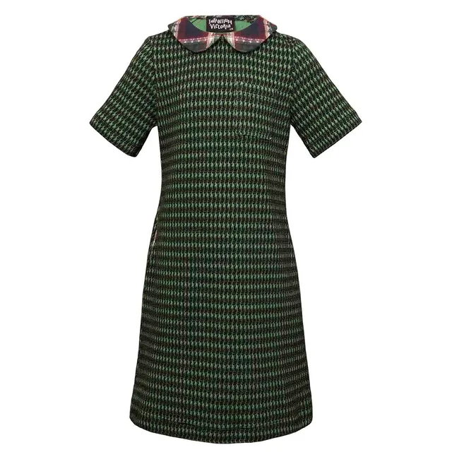 Infantium Victoria A-Linie Kleid Kinderkleid grün Hahnentritt