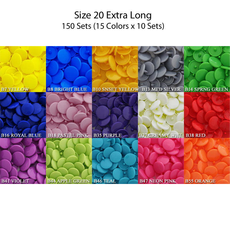 Kam Snaps Plastic Snaps Size 20 Druckknöpfe Bunt 150 Sets