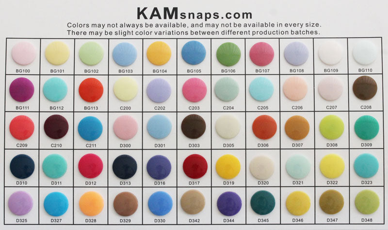 KAM Snaps Notions Farbkarte Druckknöpfe B1-B60 Matt