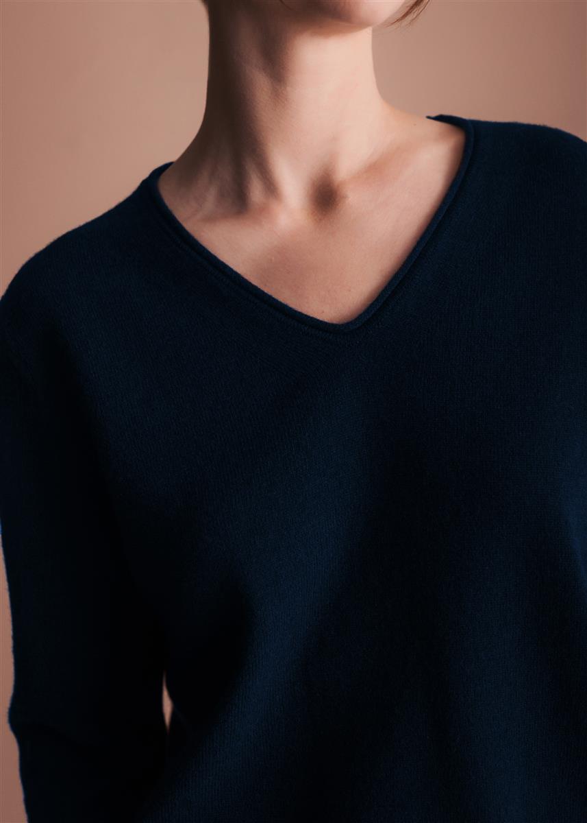 marlowe nature Mala Pullover cream Wollpullover V-Ausschnitt