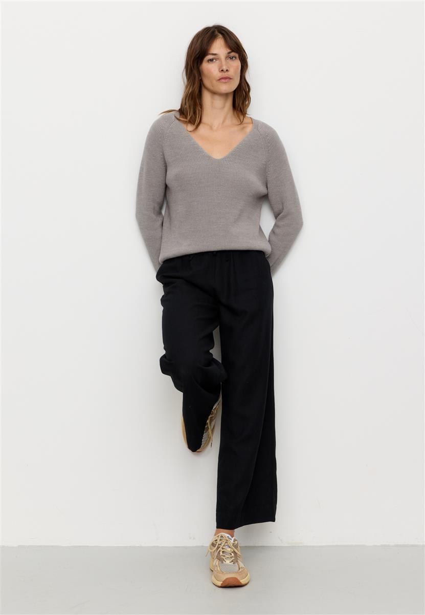 marlowe nature Arugula Pullover schwarz S Bio-Baumwolle V-Ausschnitt