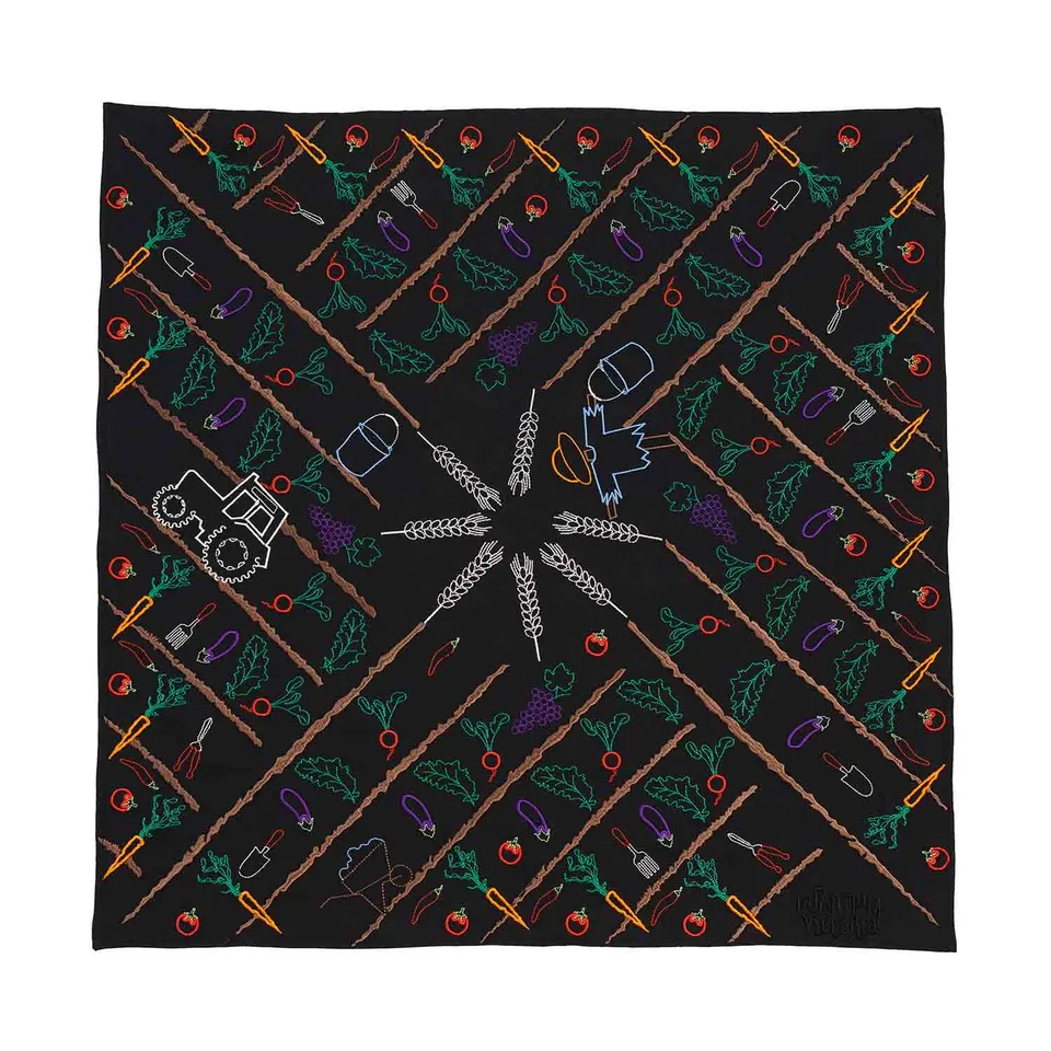 Infantium Victoria Bandana Halstuch Schwarz Stickerei Baumwolle
