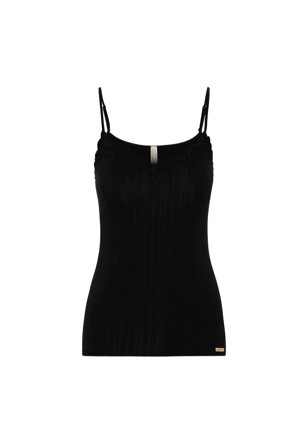 marlowe nature Top mit Spitze Unterhemd schwarz 38 Bio-Baumwolle
