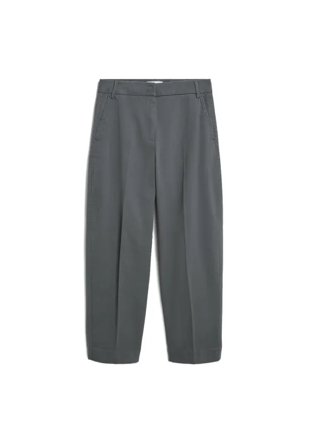 marlowe nature Barrel Leg Twill Pant Hose dark steel Bio-Baumwolle