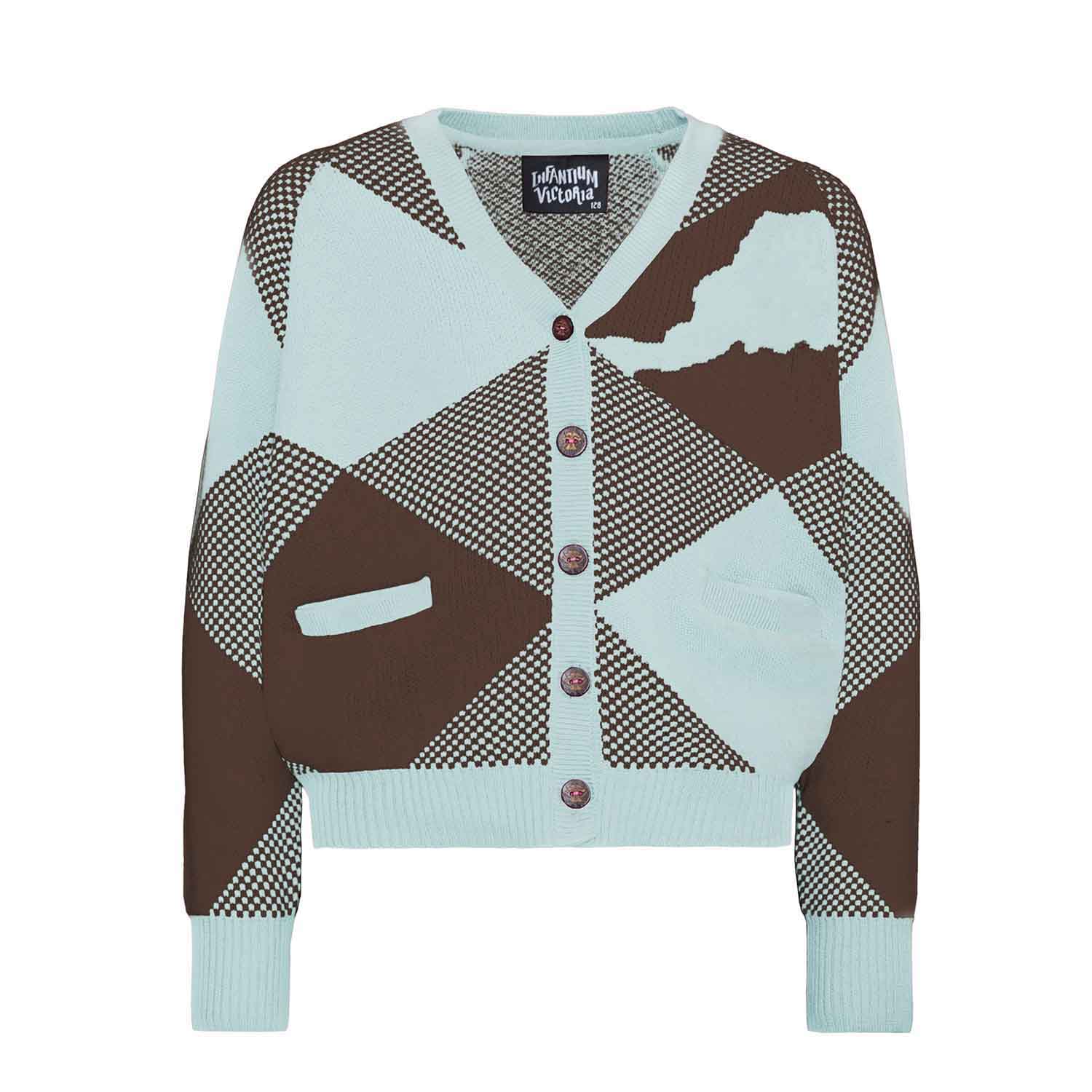 Infantium Victoria Kids Cardigan Choco Mint Strickjacke Gr.128 Bio